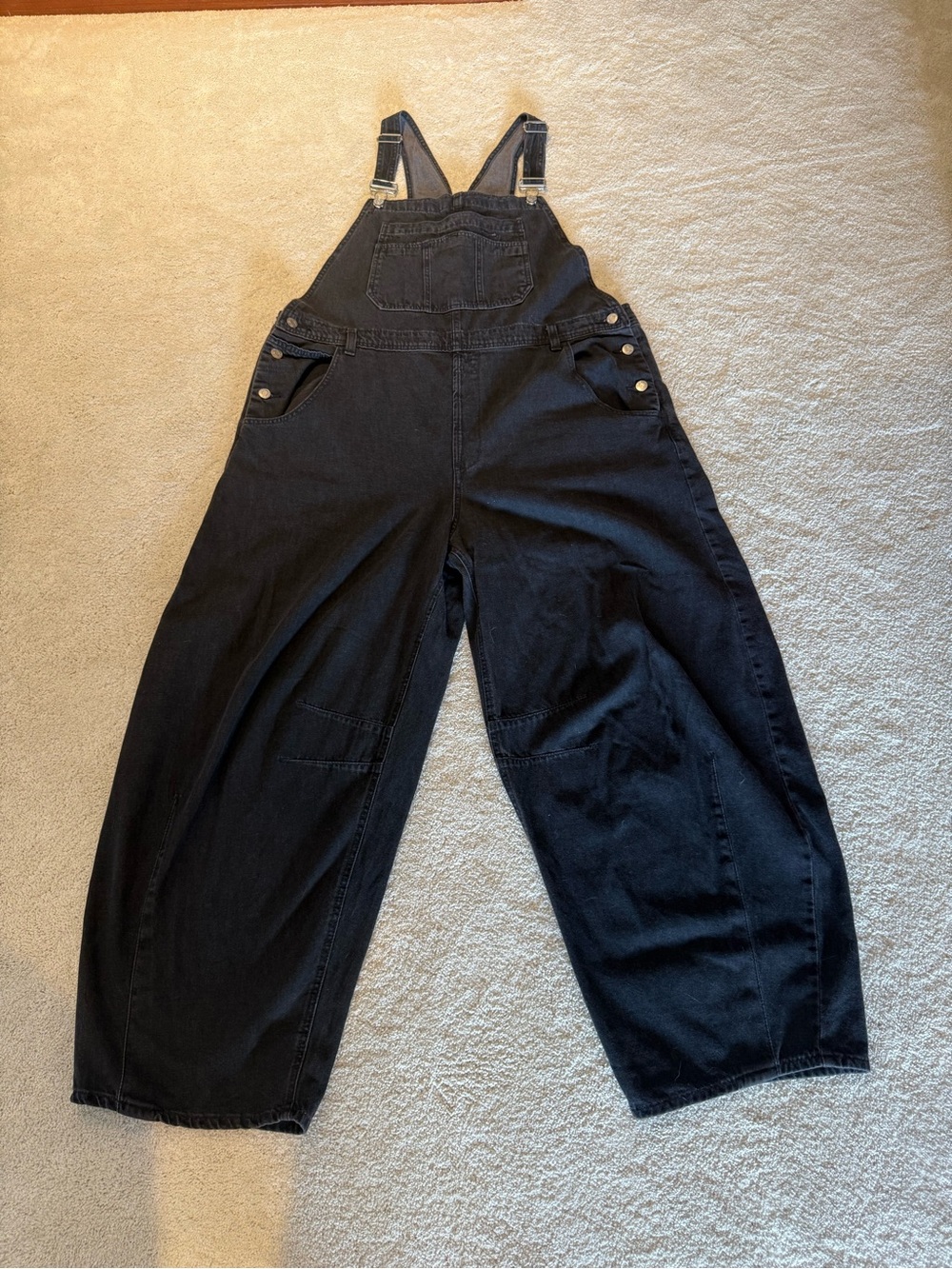 GAP Black Wide-Leg Denim Overalls